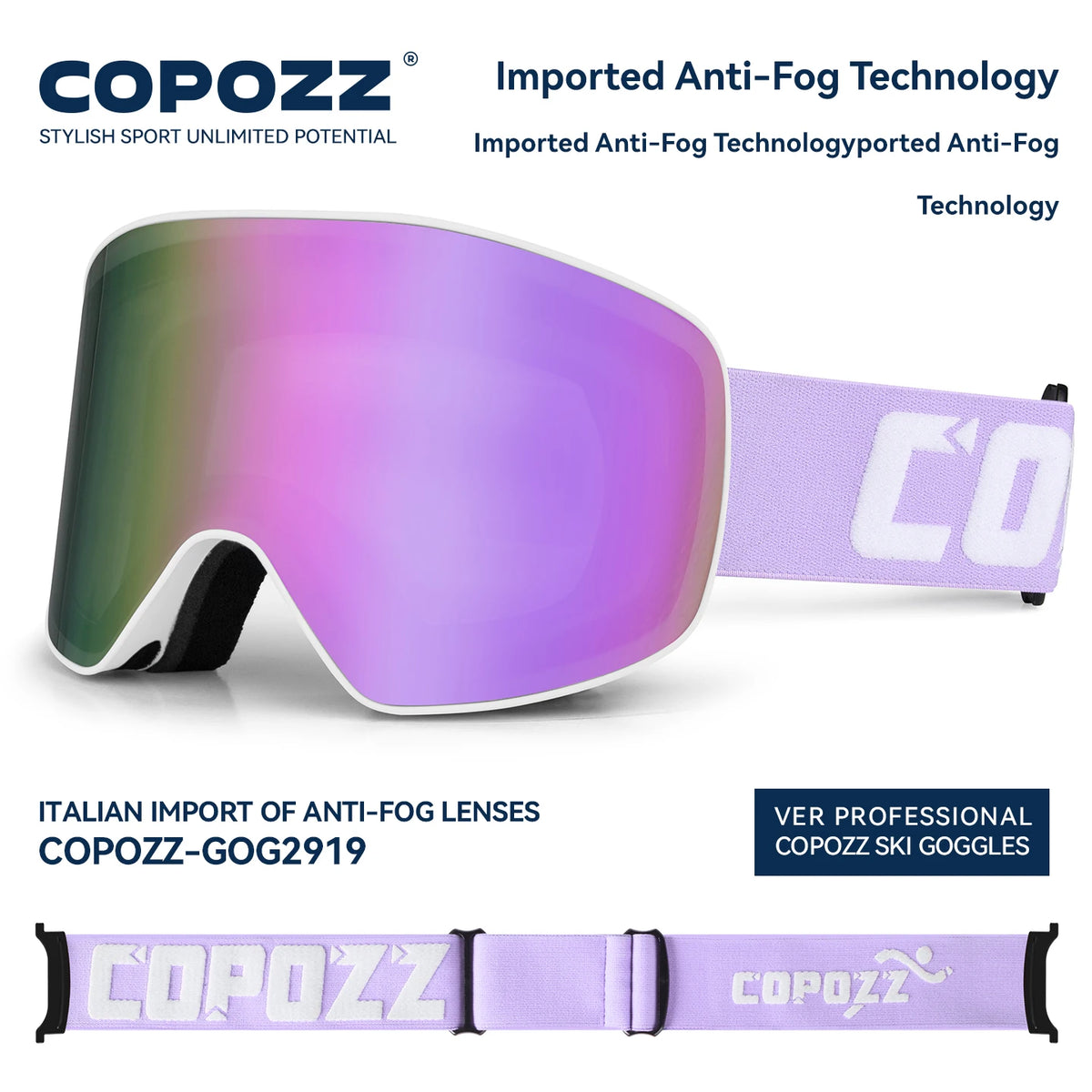 COPOZZ Brand Ski Goggles Men Women Double Layers Big Snowboard Goggles Anti-fog UV400 Skate Skiing Snowboard Goggles