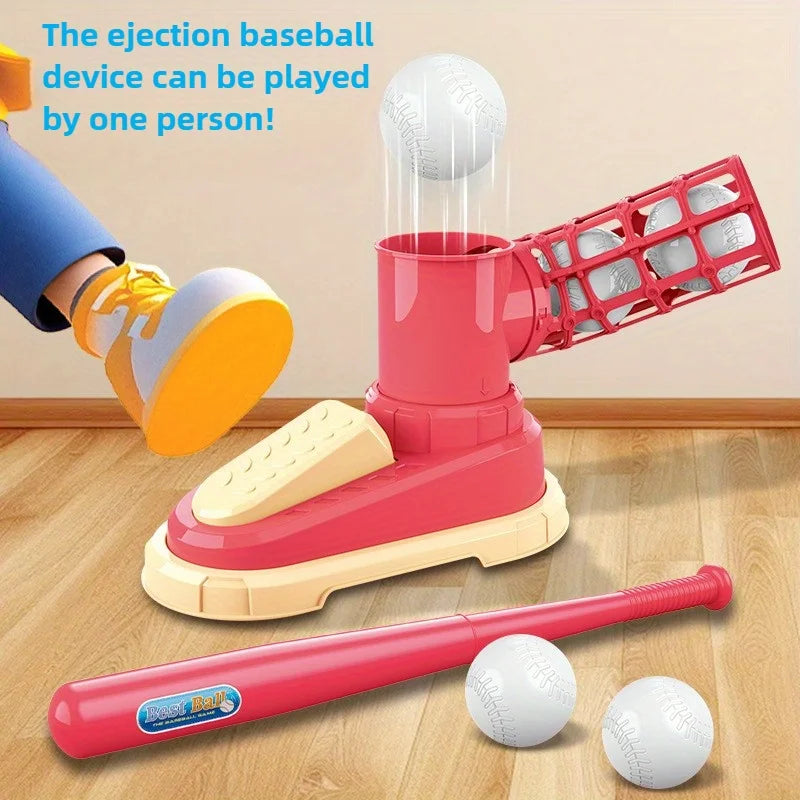 Kids Foot-Operated Automatic Baseball Launcher Toy Boys- Parent-Child Interactive Sports Toy - Indoor/Outdoor Family Fun Games