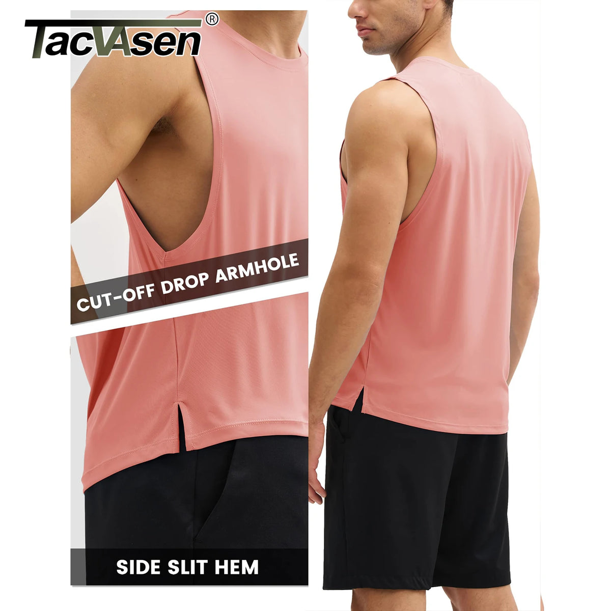 TACVASEN Summer Workout Tank Tops Mens Quick Dry Lightweight Sleeveless Shirts Gym Bodybuilding Muscle Tee Shirt Running Tee