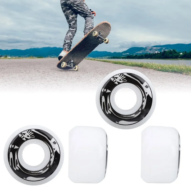 4Pcs/Set High Elasticity PU Fish Board Skateboard Wheels Replacement Accessorieswhite With Pattern