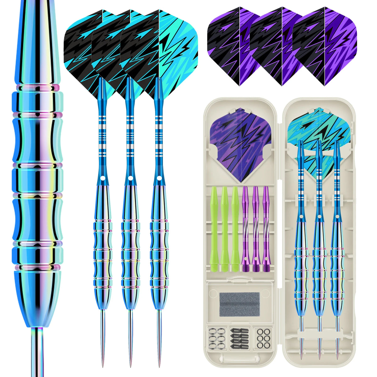Professional 3-Piece Stainless Steel Dart Set (Includes Colorful Dart Barrels and Free Accessories), Suitable for Daily Practice, Competitive Games, Christmas Gifts, and Halloween Party Entertainment.