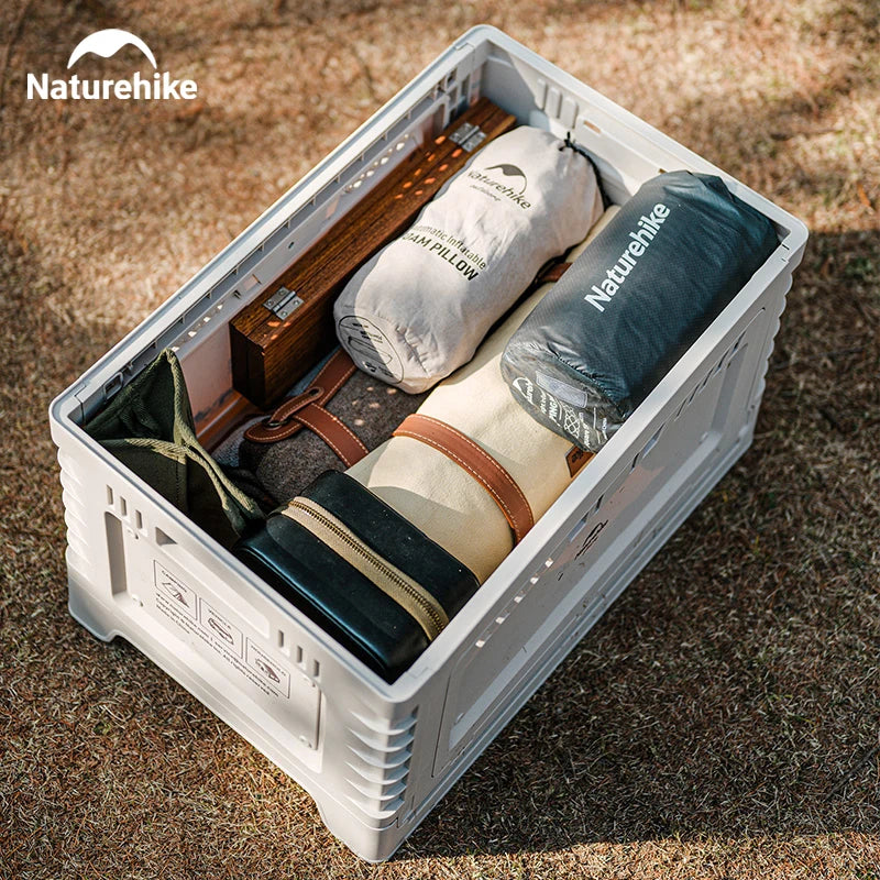 Naturehike Camping Box 60L Large Capacity Folding Storage Box 25L 30L 50L Home Bedside Table Outdoor Travel Picnic PP Sundry Box
