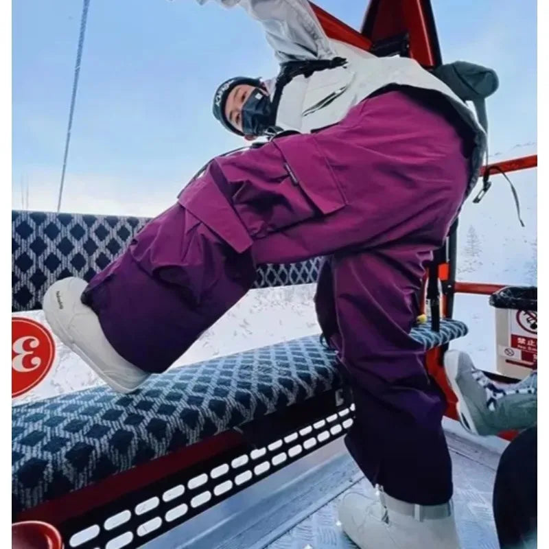 Warm Thickened Ski Pants Men Women Skiing Trousers Waterproof American Style Snowboarding Pants
