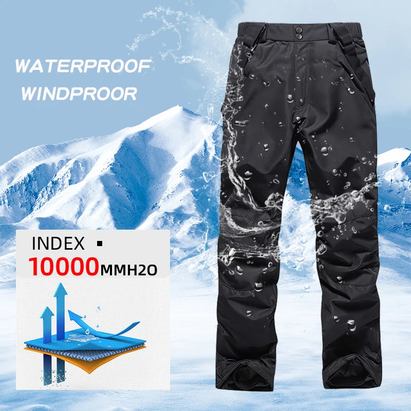 New Thermal Winter Skiing Down Jacket Ski Suit Men Snowboard Bibs Pants Warm Set Male Snowmobile Clothing For Wear Overalls