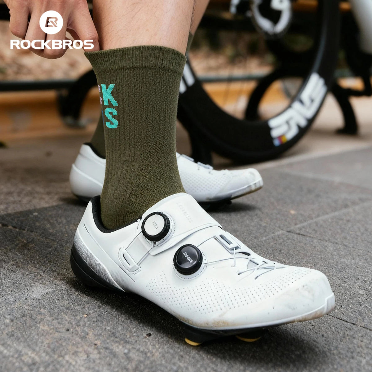 ROCKBROS Cyclying Socks Antibacterial Compression Socks Breathable Quick-Dry Socks High Elasticity Outdoor Socks with Color Logo