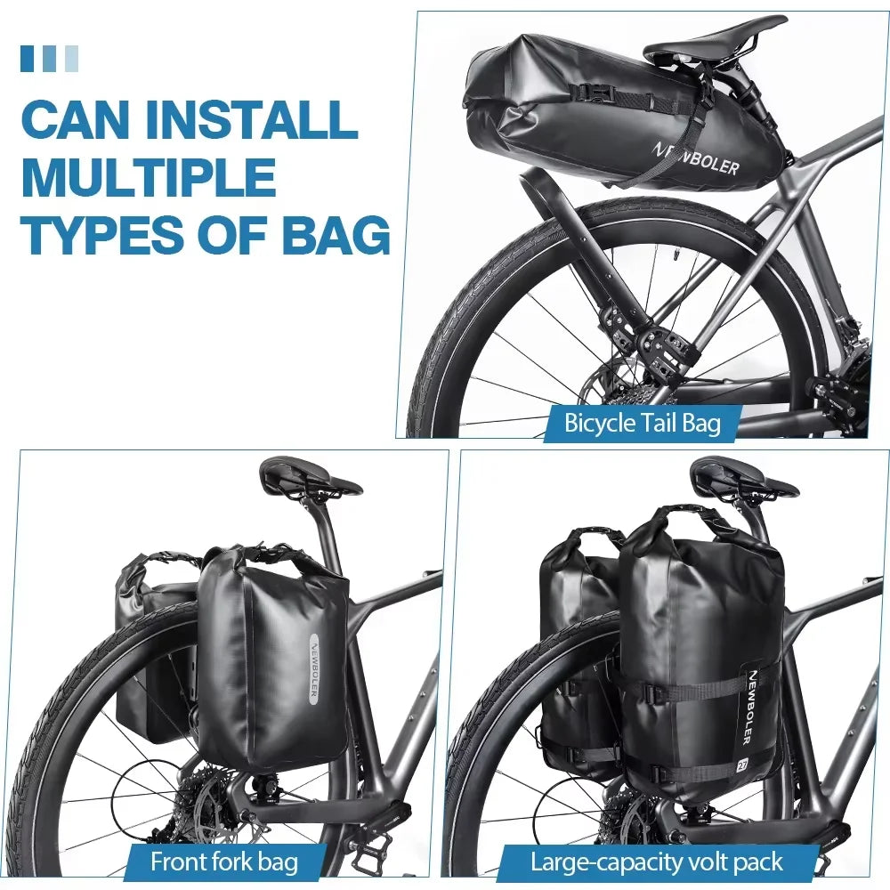 Gravel Bike Aluminum Alloy Bicycle Luggage Carrier Big 10L Capacity Waterproof Travel Bike Bag Bicycle Rear Seat Bag Bikepacking