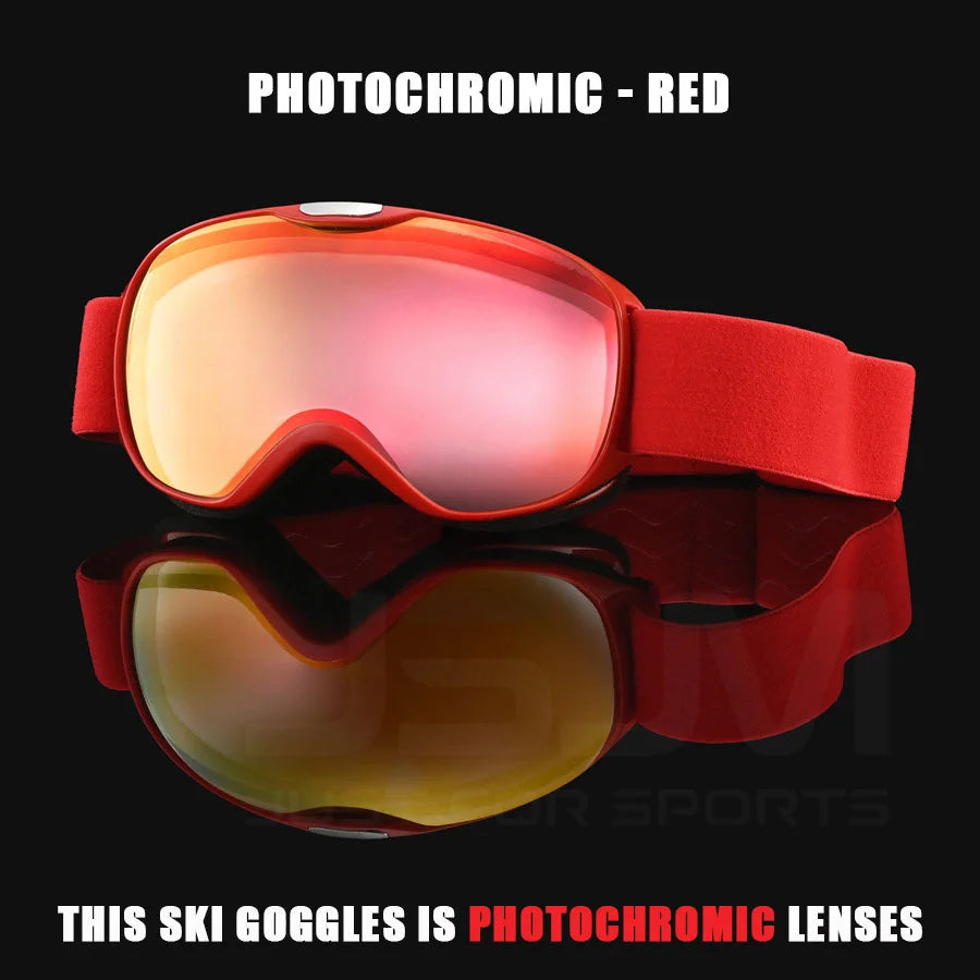 JSJM New Photochromic Kids Ski Goggles Anti-fog Children Snowboard Goggles Double UV400 Skiing Mask Glasses Outdoor Snow Eyewear