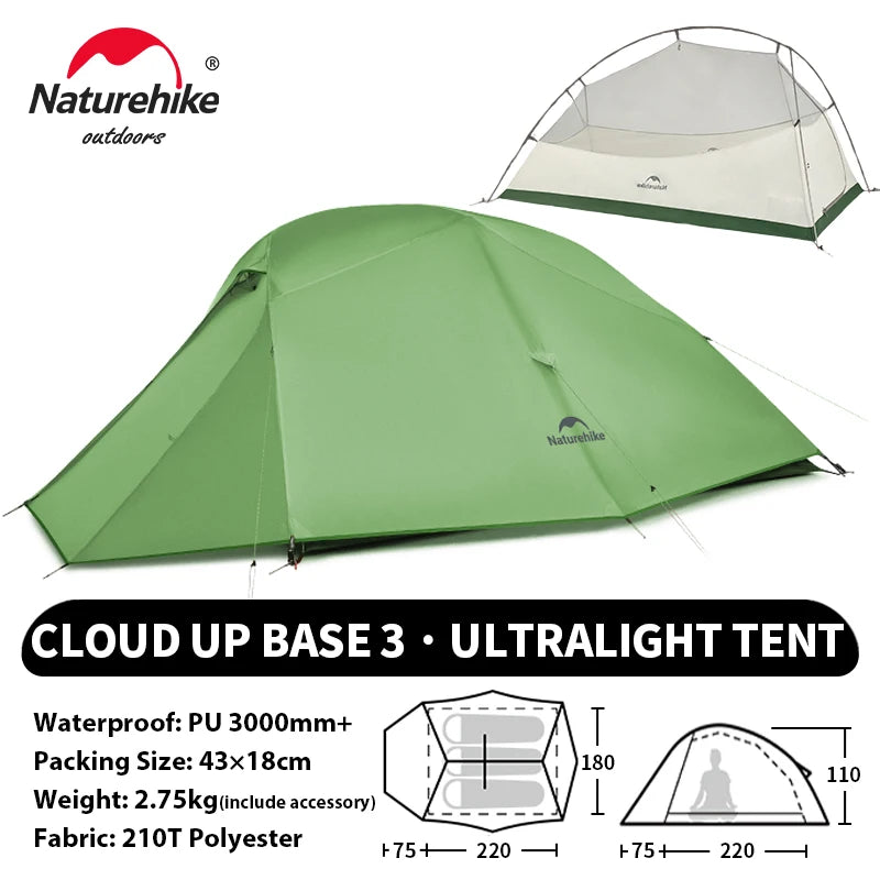 Naturehike Cloud Up 1 2 3 Person Camping Tent Ultralight Waterproof Trekking Tents Hiking Backpacking Shelter Tent Travel Tent