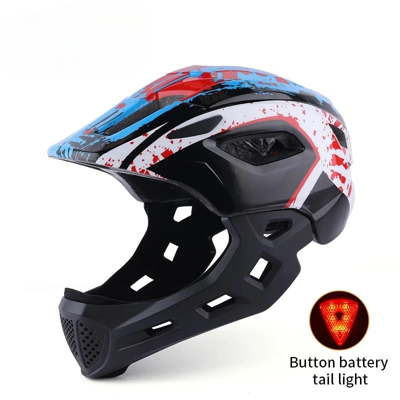 Eastinear Children's Bicycle Helmet LED Lightweight Adjustable Skateboard Roller Skating Full Face Detachable Riding Helmet