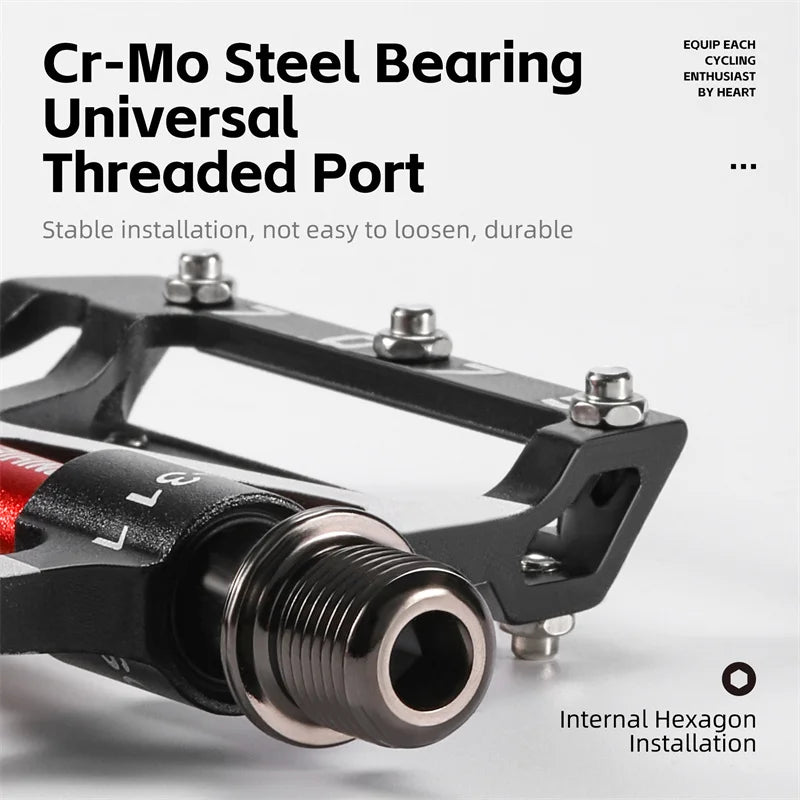 WEST BIKING Local Shipping 3 Bearing Bicycle Pedal CNC Aluminum Alloy Anti Slip MTB Road Bike Pedal Widen Pedals Profession Bike Accessories