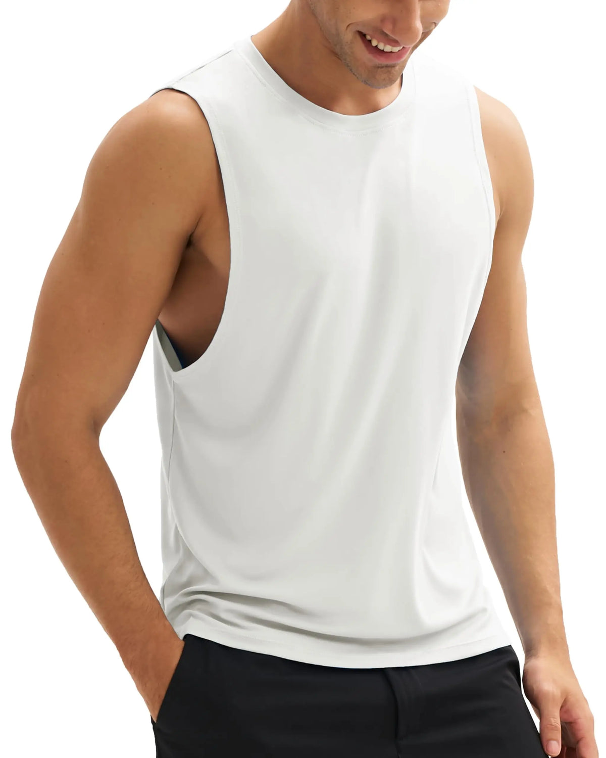 TACVASEN Summer Workout Tank Tops Mens Quick Dry Lightweight Sleeveless Shirts Gym Bodybuilding Muscle Tee Shirt Running Tee