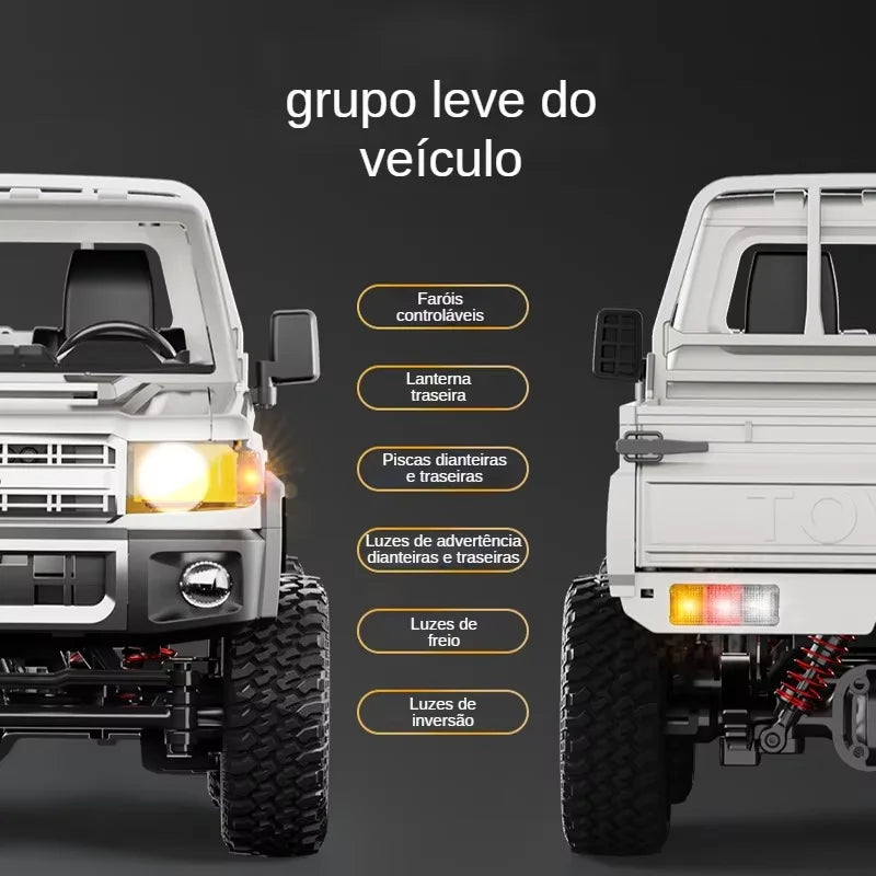 MN82 Upgraded PRO Off-Road 4WD Pickup Truck 1:12 Scale RC Car with Headlights 2.4G Remote Control Toy Gift for Kids Outdoor Play
