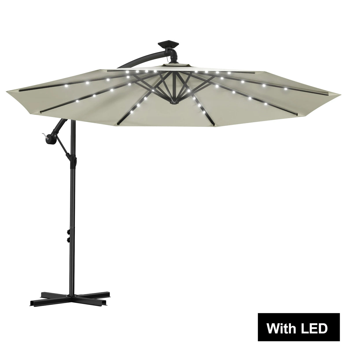 Ø300cm/Ø350cm Cantilever Parasol with Crank, Garden Parasol with Stable Cross Base, Outdoor Patio Umbrella UV-resistant & Sun Protection, Crank Parasol for Terrace Garden Pool
