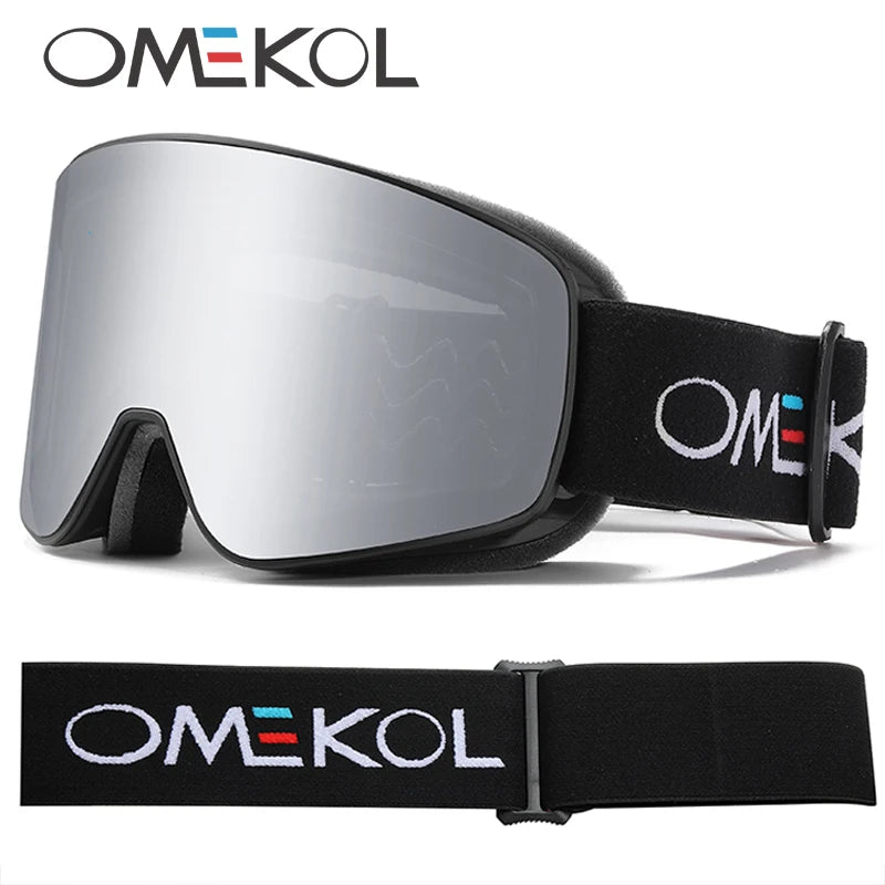 OMEKOL BRAND Double Layers Anti-fog Ski Goggles Men Women Outdoor Sport Hiking Mask Snow Snowboard Glasses Snowmobile Eyewear
