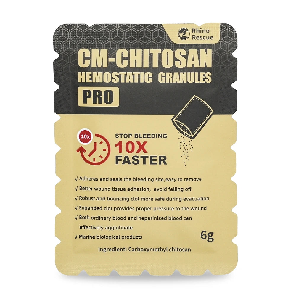 RHINO RESCUE 6g Chitosan Hemostatic Granul | Fast Clotting & Portable for Emergency, Wound Care, Outdoor &  | No-Residue First A