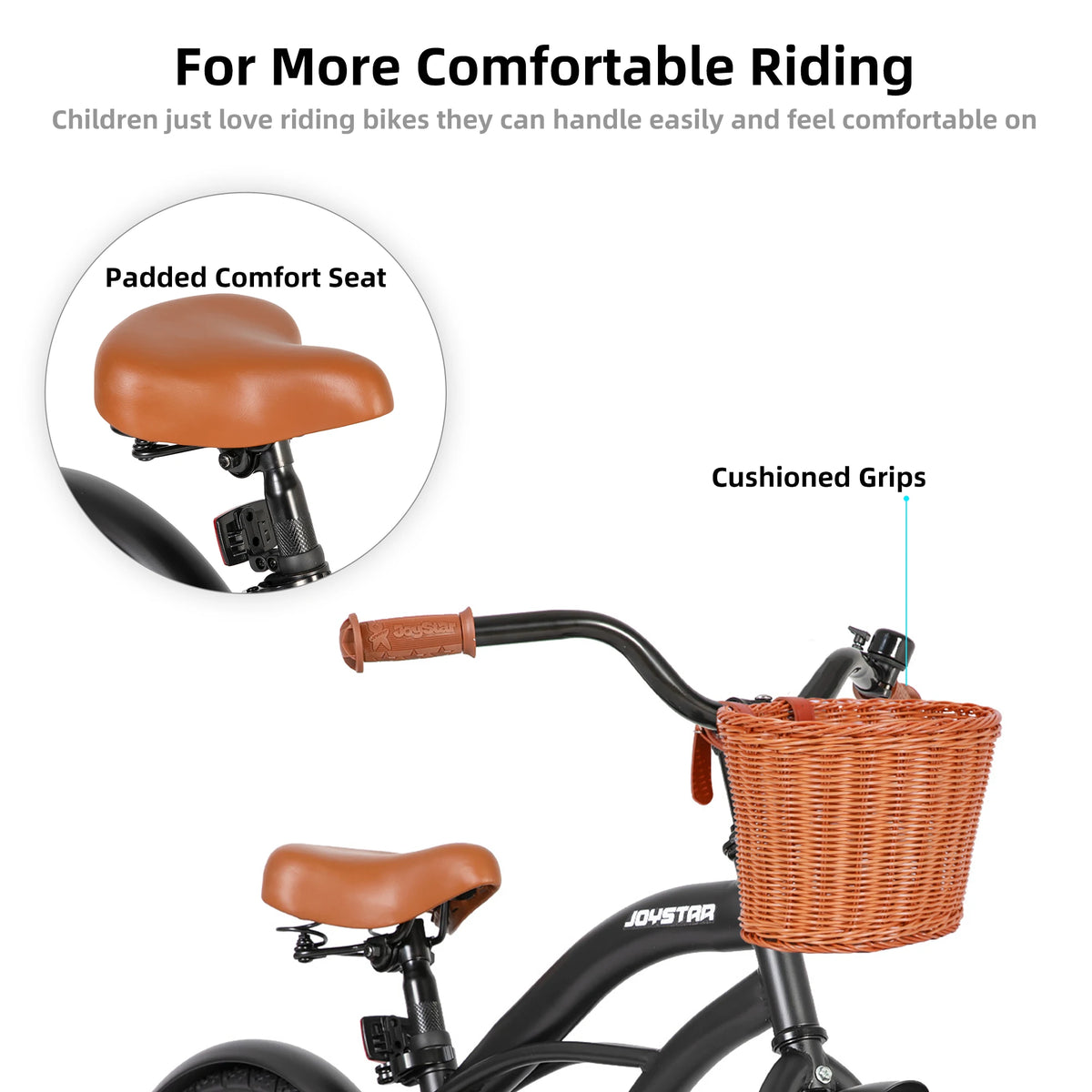 JoyStar Kids Cruiser Bike 12' 14' 16' Training Wheels Coaster Brake Adjustable Seat Fenders for Girls & Boys 2-7 Years