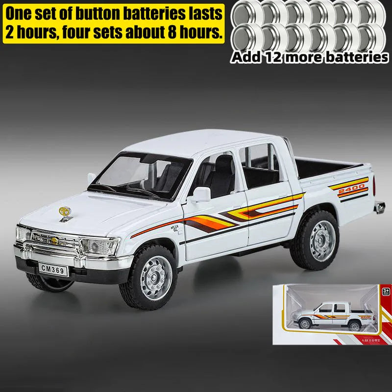 1:32 Toyota Hilux Off Road Pickup Truck Alloy Diecast Metal Model Hight Simulation Sound Light Toy Desktop Ornaments Boys Gifts