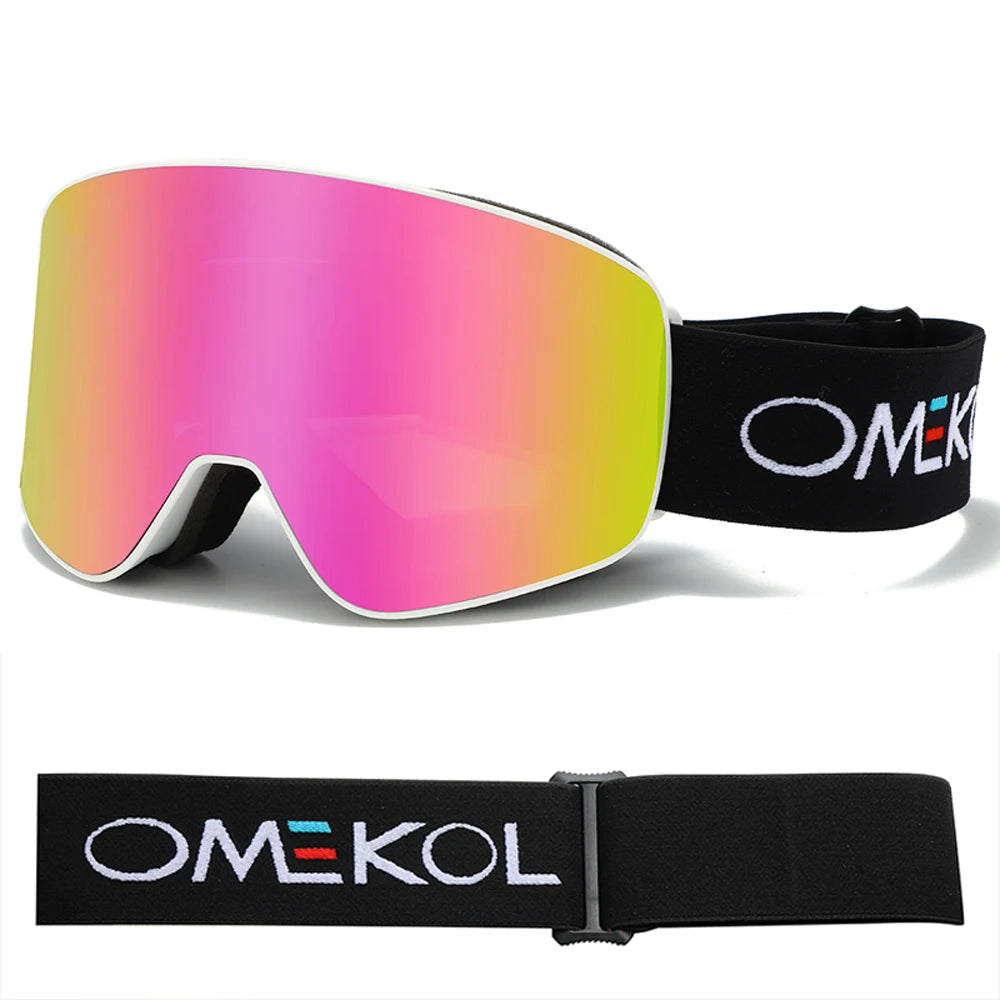 OMEKOL BRAND Double Layers Anti-fog Ski Goggles Men Women Outdoor Sport Hiking Mask Snow Snowboard Glasses Snowmobile Eyewear