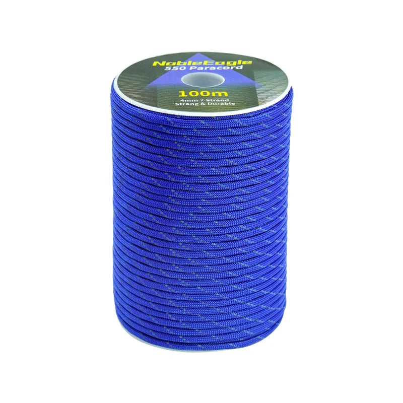 Reflective Paracord Rope Military 7 Strand 4mm 550 Tactical Parachute Cord Camping Tent Lanyard DIY Bracelet Outdoor Survival Ke