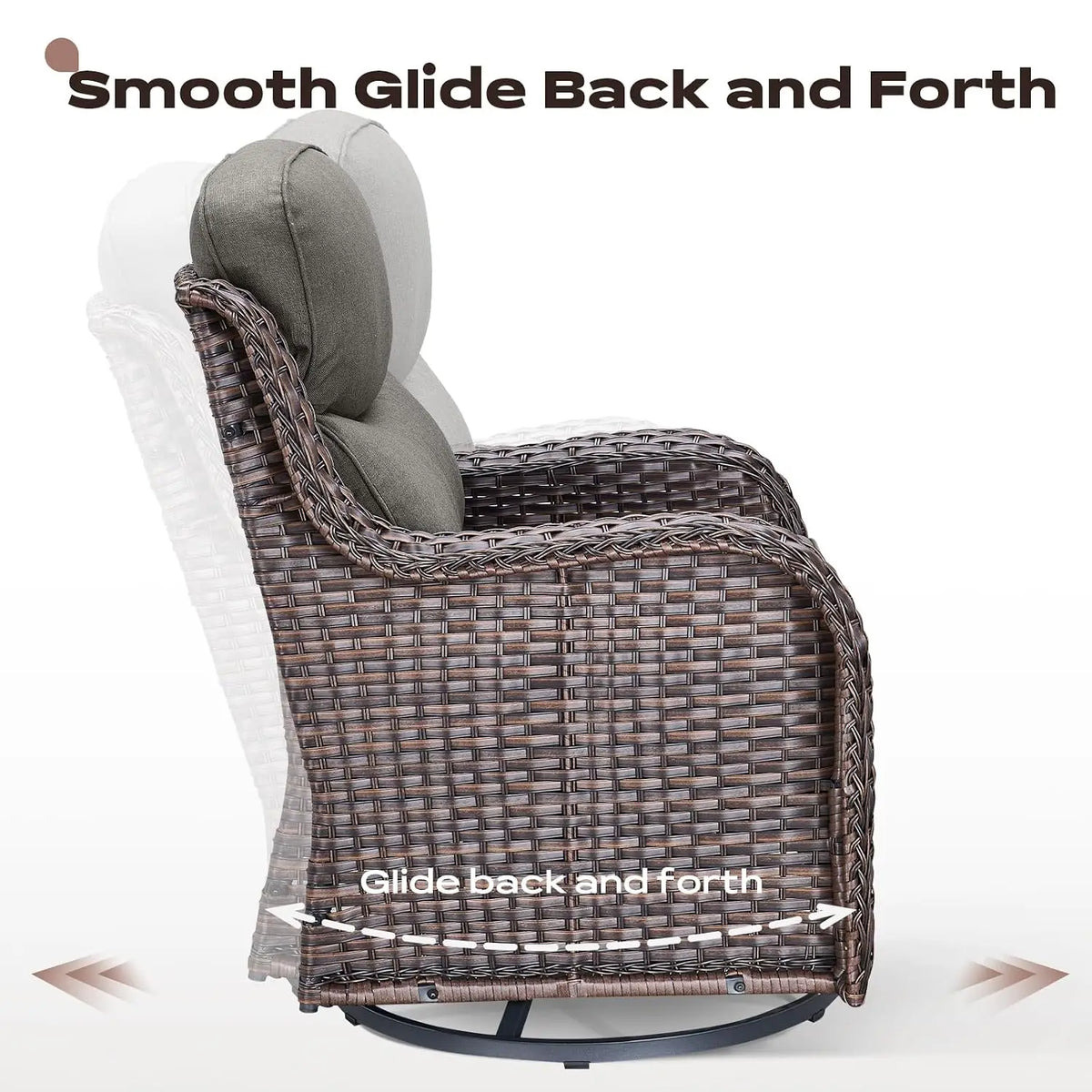 Outdoor Swivel Rocker Chairs - All Weather Resistant Wicker Patio Furniture Set of 2 with High Back and 6 inch Thick, Custom