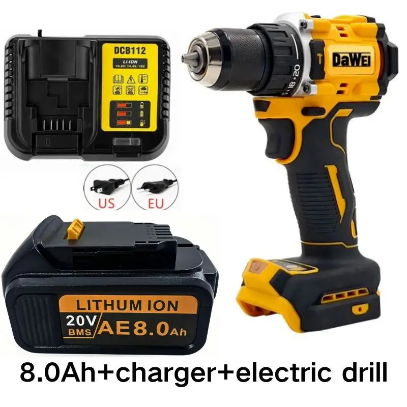 20V For DeWalt 12Ah/9Ah/8Ah/6Ah/3Ah Li-lon Battery Replacement DCB\DCD\DCF\DCG series Power Tools+charger+electric drill