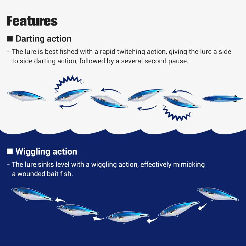 NOEBY-Stickbait Sinking Pencil Fishing Lure, Long Casting, Artificial Hard Baits,Sea Bass Tuna Fishing Lure,115mm 43g,150mm 85g