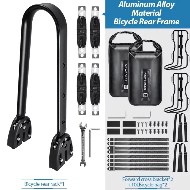 Gravel Bike Aluminum Alloy Bicycle Luggage Carrier Big 10L Capacity Waterproof Travel Bike Bag Bicycle Rear Seat Bag Bikepacking