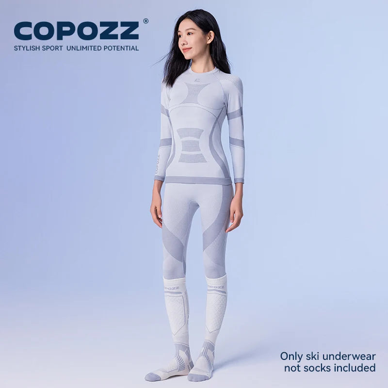 COPOZZ Merino Wool Ski Thermal Underwear Sets Men Female Ultra Soft Ski Sweatwicking Multi function Compression Tracksuit