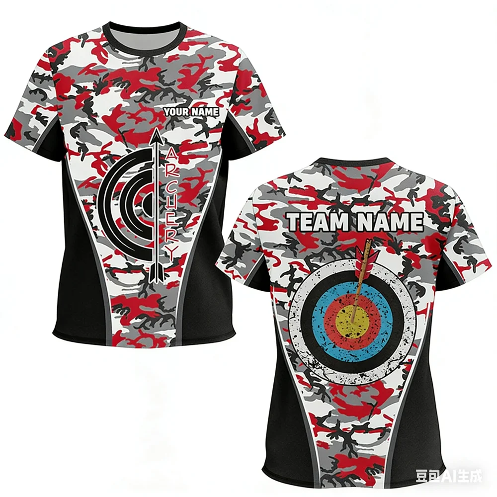 3D Custom Name Print Archery Sports Men's T-shirts Personalized Archery Club Team Member T Shirt Fashion Loose Short Sleeve Tops