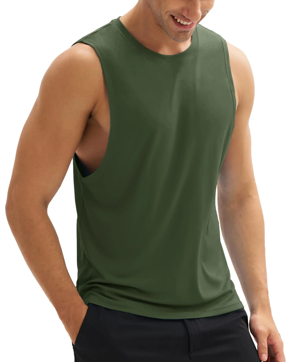 TACVASEN Summer Workout Tank Tops Mens Quick Dry Lightweight Sleeveless Shirts Gym Bodybuilding Muscle Tee Shirt Running Tee