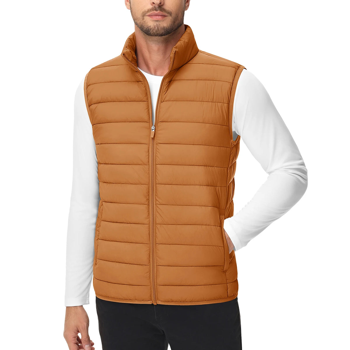 TACVASEN Lightweight Puffer Vest Mens Windproof Vest Sleeveless Vest Winter Jacket Casual Coat Warm Thicken Waistcoat Streetwear