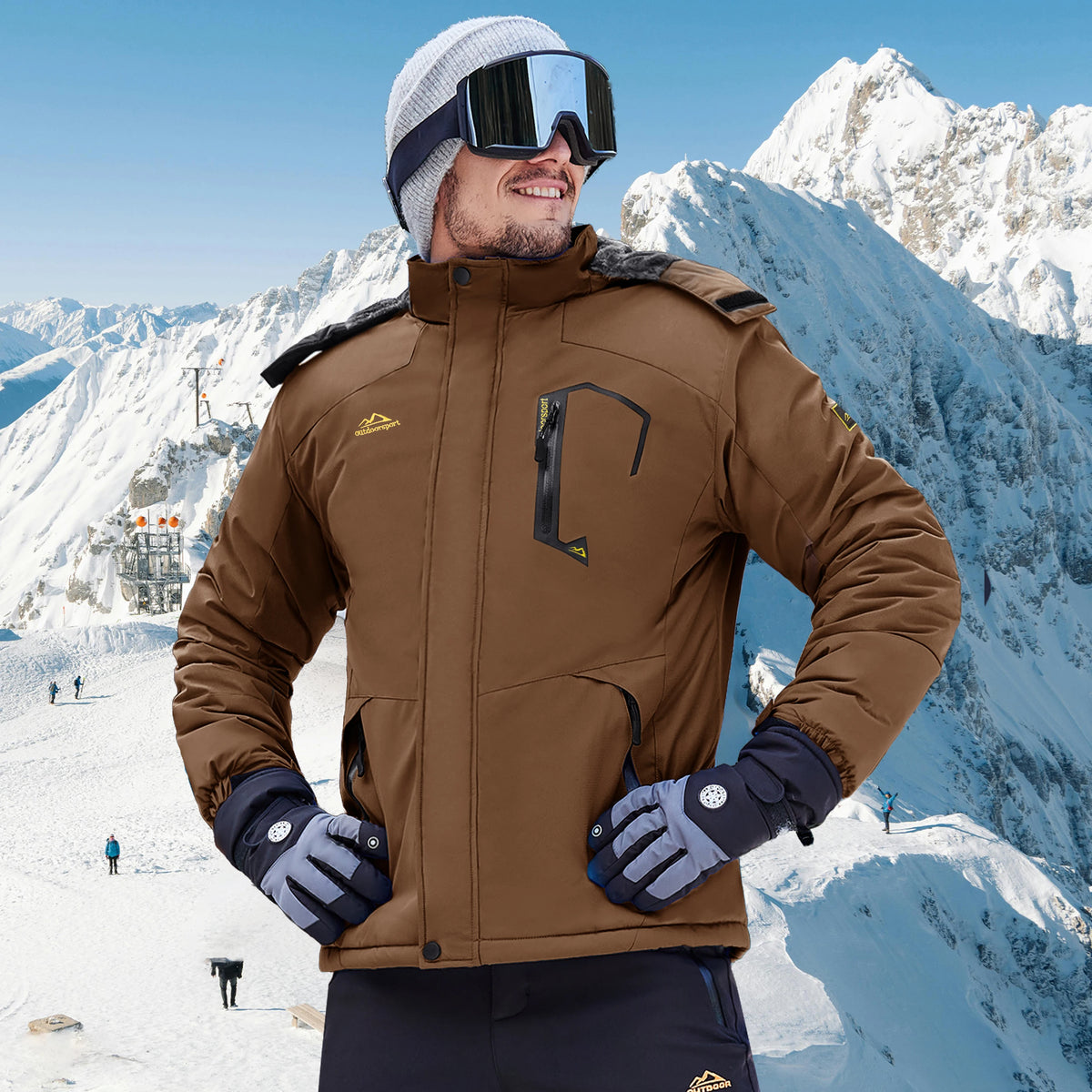 TACVASEN Men's Waterproof Fleece Lined Winter Jacket Windproof Multi-Pockets Warm Outdoor Coat Thermal Parka Raincoat with Hood