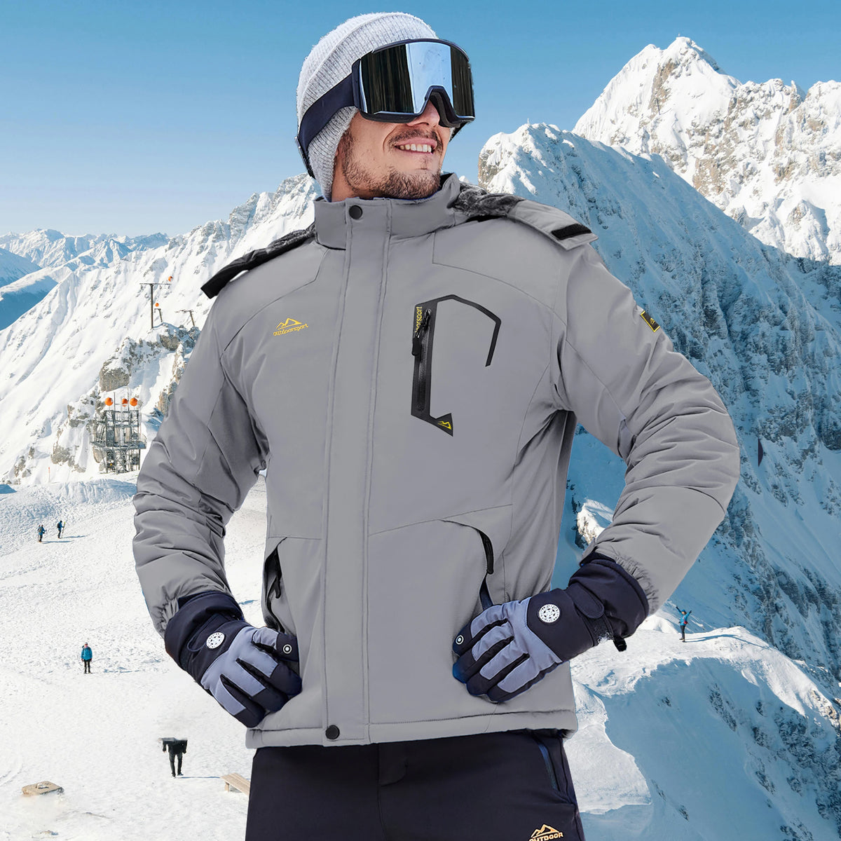 TACVASEN Men's Waterproof Fleece Lined Winter Jacket Windproof Multi-Pockets Warm Outdoor Coat Thermal Parka Raincoat with Hood