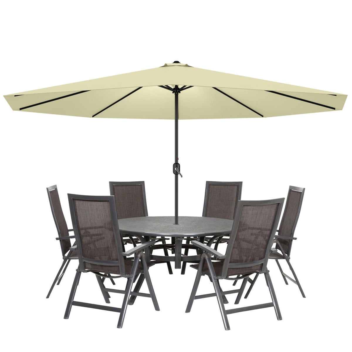 Ø350cm Polyester Parasol, Crank Umbrella Patio Umbrella, Balcony Umbrella UV 50+ Protection, Outdoor Sun Protection for Balcony, Patio & Garden