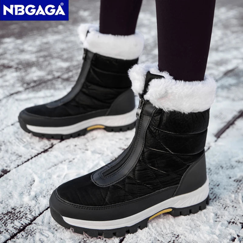 Women's Winter Snow Boots Non-Slip Warm High-Top Cotton Boots Wear-Resistant Comfortable Outdoor Fleece-Lined Walking Boots