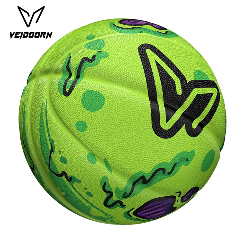Veidoorn Premium Green Rubber Basketball 3-Layer Anti-Slip Grip for Superior Control Indoor/Outdoor Sports Ball