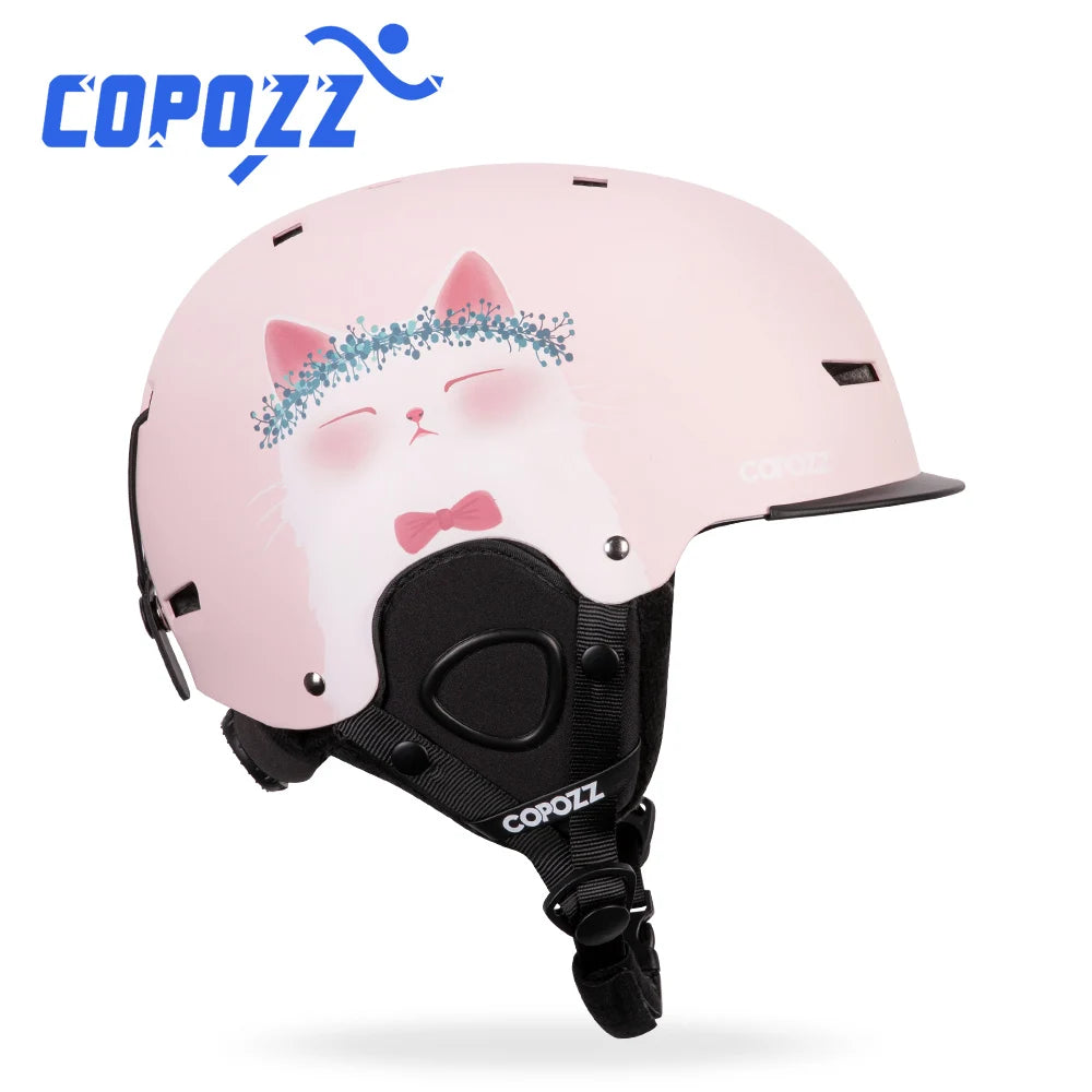 COPOZZ New Ski Helmet Cartoons Half-covered Anti-impact Safety Helmet Cycling Ski Snowboard Sports Helmet For Adult and Kids