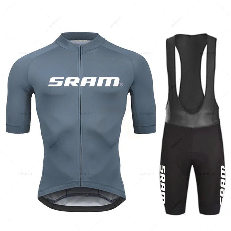 2024 Sram Pro Cycling Jersey Sets Men Bib Shorts Bicycle Short Sleeve Bicicleta Clothing Bike Maillot Ciclismo Hombre Black Sets