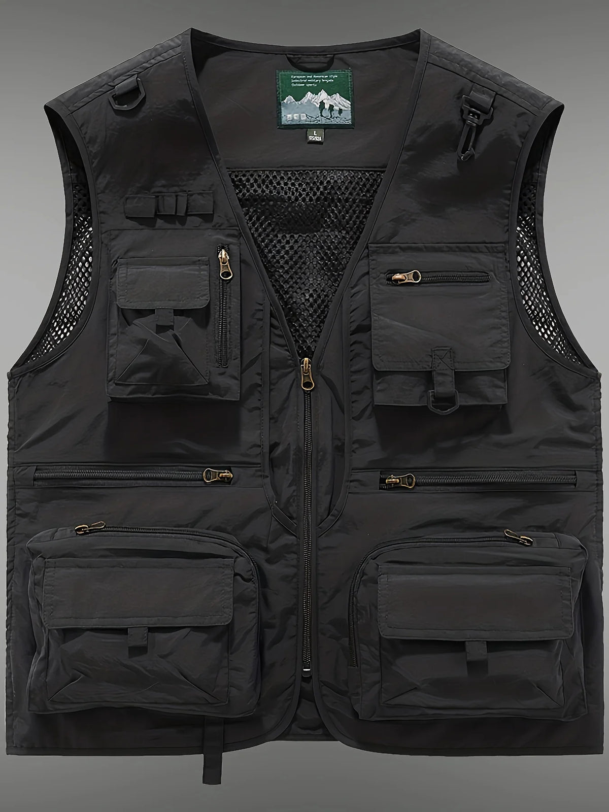 Men's Outdoor Workwear Vest Stand Up Collar Zipper Multifunctional Vest Fishing Photography Mountaineering Sleeveless Vest