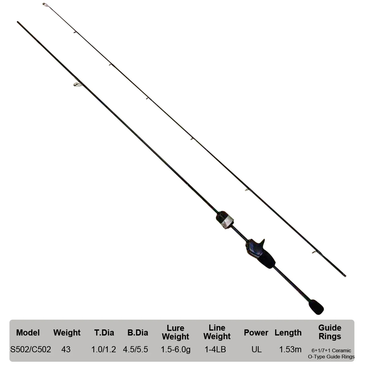 Seasir Zero 43g Fishing Rod BFS Ultralight  Carbon Fiber 1.53M UL Lure Weight 1.5-6G 2 Sections Stream River Fishing Rods