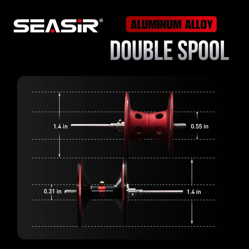 Seasir Salminus Baitcasting Reel Metal Aluminum Frame Two Spools 8.0:1 11+1BB Drag 12KG Fishing Reel