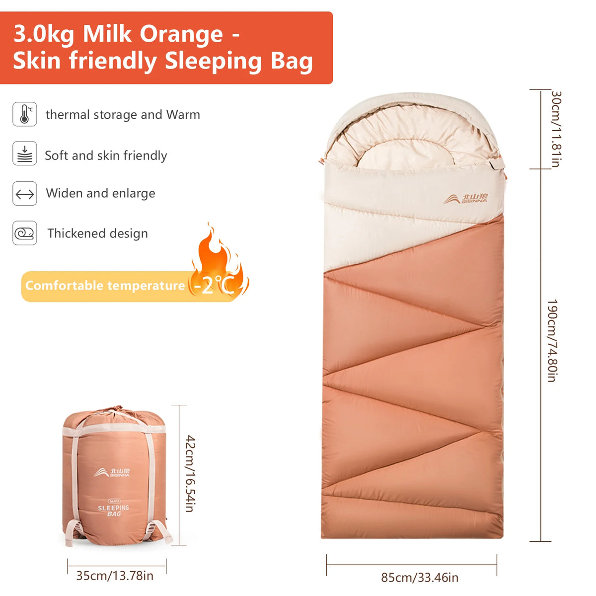 BISINNA Camping Sleeping Bag Ultralight 4 Season Warm Envelope Backpacking Cotton Sleeping Bag for Outdoor Traveling Hiking