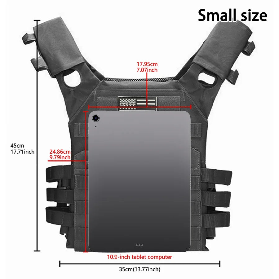MOLLE outdoor training vest (including US flag emblem) with convenient expansion, lightweight and multifunctional JPC vest