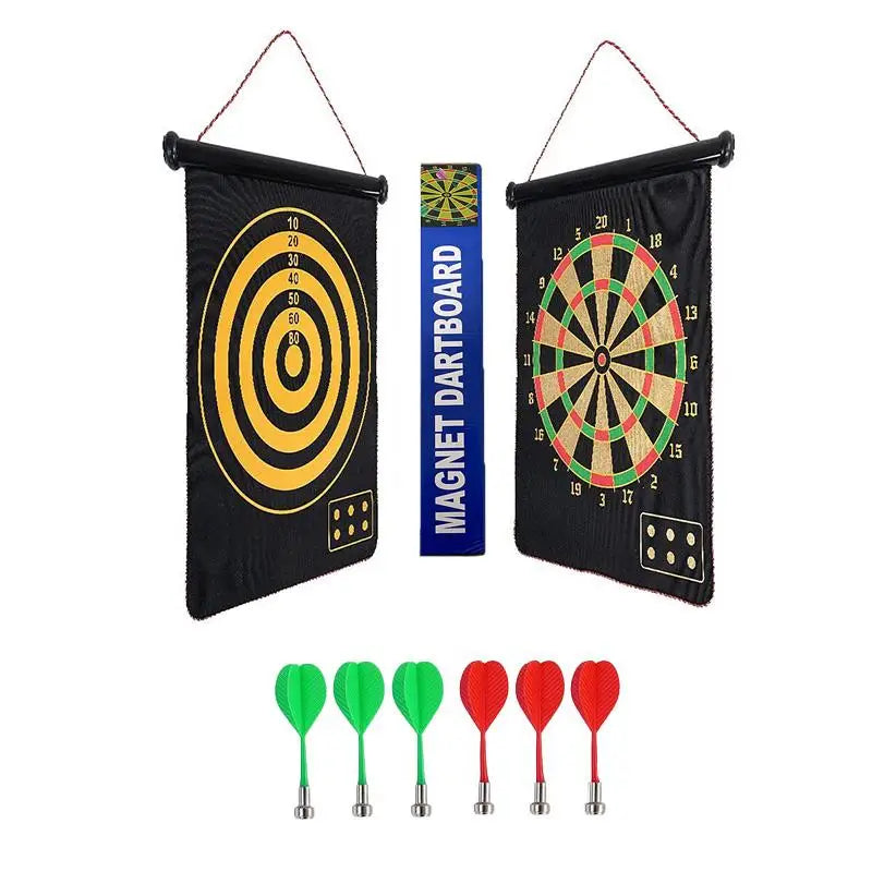 Magnetic Dart Board Set Roll-Up Double-Sided Design with 12 Safe Magnetic Darts for Indoor/Outdoor Games Perfect Christmas Gift
