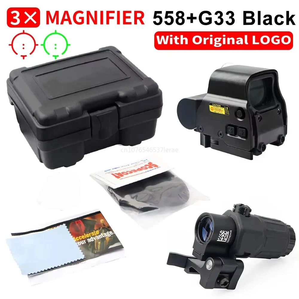 EOTECH 558 Holographic Rifle Scope Collimator Red Dot Sight G43/G33 3X G45 5X Magnifier Riflescope W/20mm Rail Mounts & QD Lever