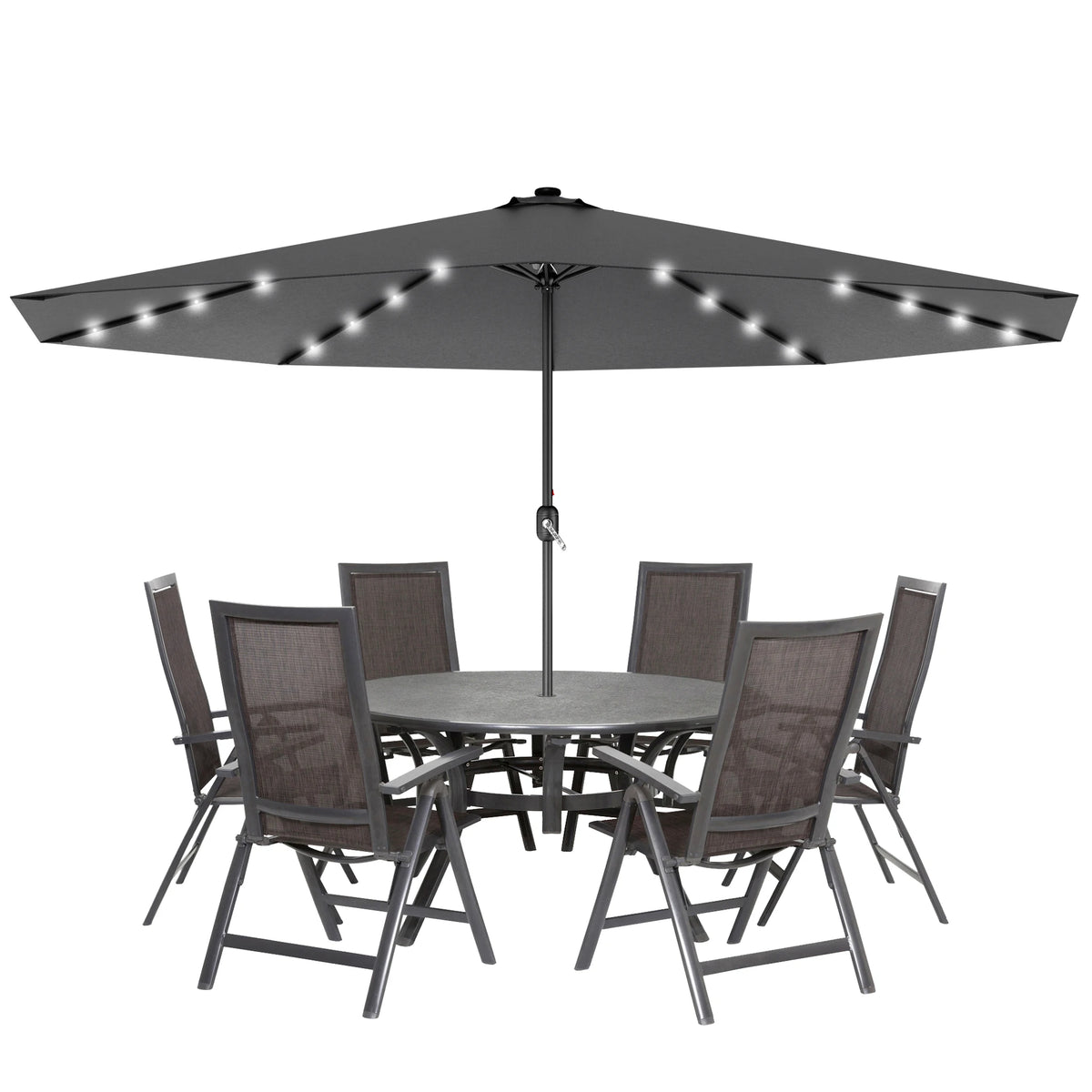 Ø350cm Polyester Parasol, Crank Umbrella Patio Umbrella, Balcony Umbrella UV 50+ Protection, Outdoor Sun Protection for Balcony, Patio & Garden