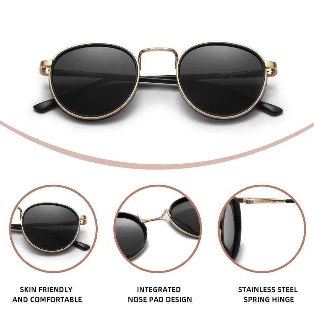 KINGDREAM Polarized Sunglasses Round Frame Men Women Design Retro UV400 Glasses Anti-glare Causal Driving Eyewear