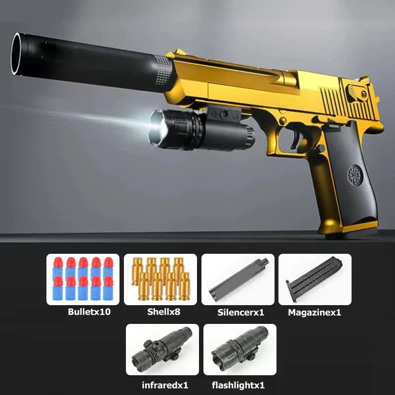 ZZ Powerful Desert Eagle Toy Gun Shell Airsoft Pistol Soft Foam Bullet Outdoor CS Paintball for Shooting Game Birthday Gift