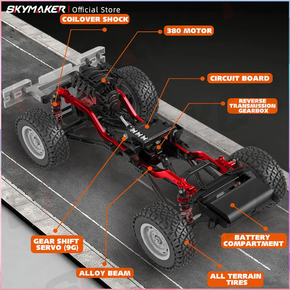 1:10 Scale RC Truck 15km/h 2.4G with LED Light 4WD Off-Road Climbing Car Model Toy for Boys Gift