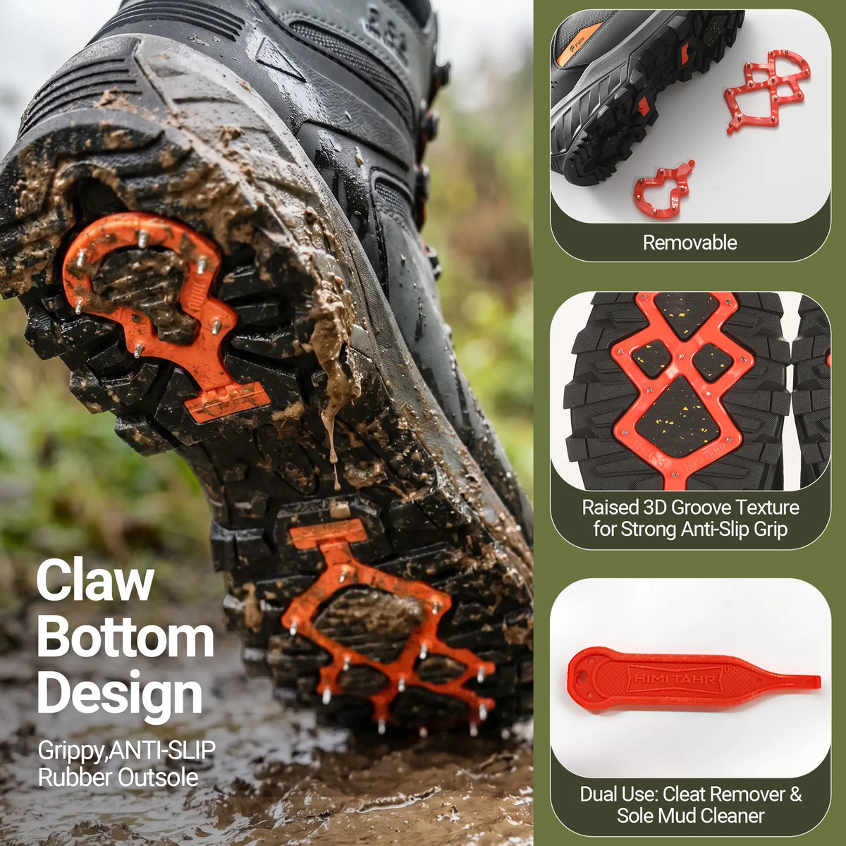 8Fans Wading Boots with Terrain Grip Outsole, Lightweight Wading Shoes,Fishing Boot